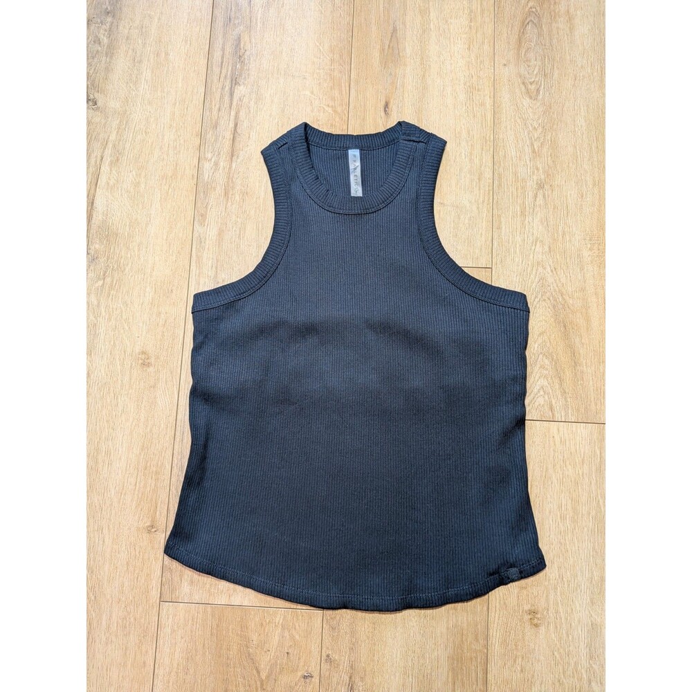 NWT Fabletics Womens Black High Neck Ribbed Tank Top Built-In Bra Size XL